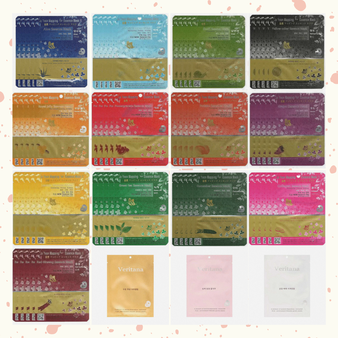 Korean Face Mask Variety Gift Set - 160 Masks (16 Types - 10 each) Beauty Mask Factory